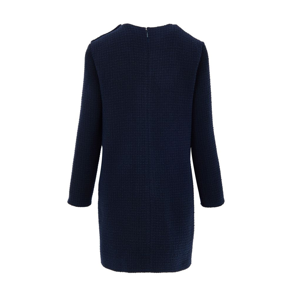 Gucci Navy Blue Wool Boucle Dress with Logo Buttons