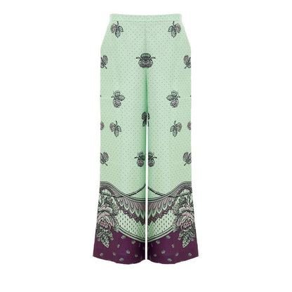 Gucci Print Silk Palazzo Pants in Aqua Green and Purple