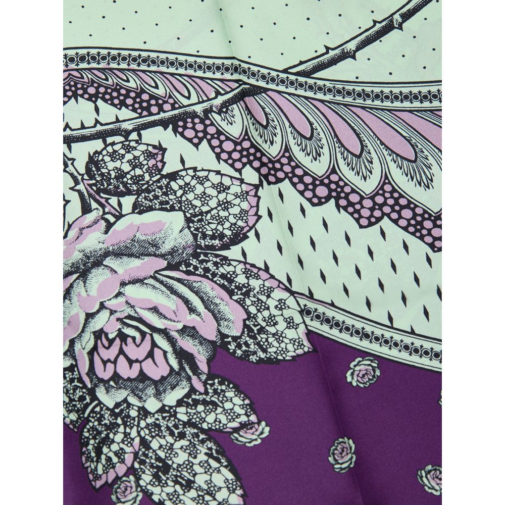 Gucci Print Silk Palazzo Pants in Aqua Green and Purple