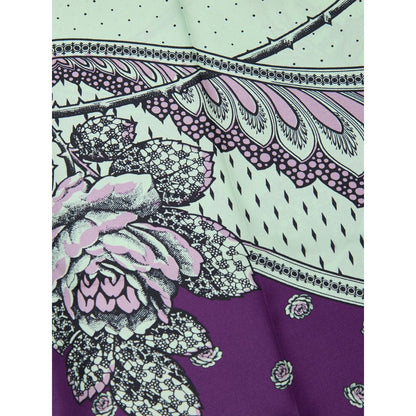 Gucci Print Silk Palazzo Pants in Aqua Green and Purple