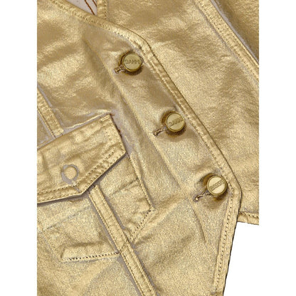 Ganni Gold Cotton Sleeveless Jacket