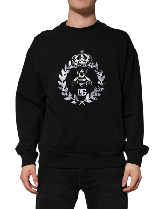Dolce & Gabbana Black Cotton DG Logo Crew Sweatshirt
