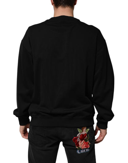 Dolce & Gabbana Black Cotton DG Logo Crew Sweatshirt