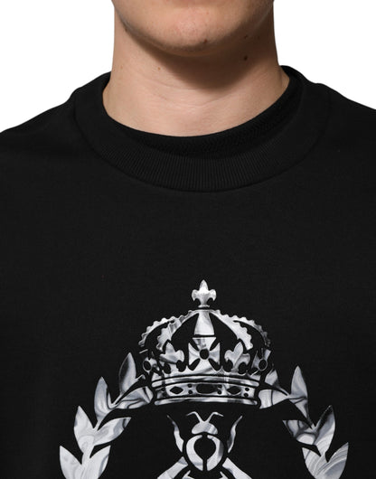 Dolce & Gabbana Black Cotton DG Logo Crew Sweatshirt