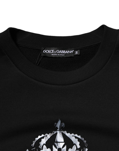 Dolce & Gabbana Black Cotton DG Logo Crew Sweatshirt
