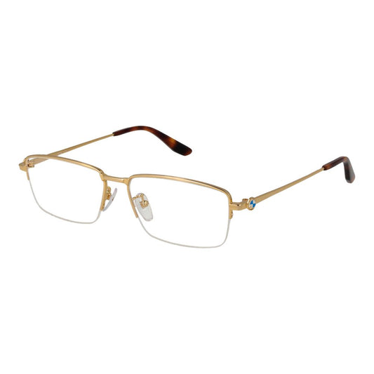 BMW Men's Optical Frames – Gold Half-Rim Design, 56mm