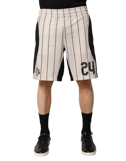 Dolce & Gabbana Off White Polyester DG Logo Sweatshorts