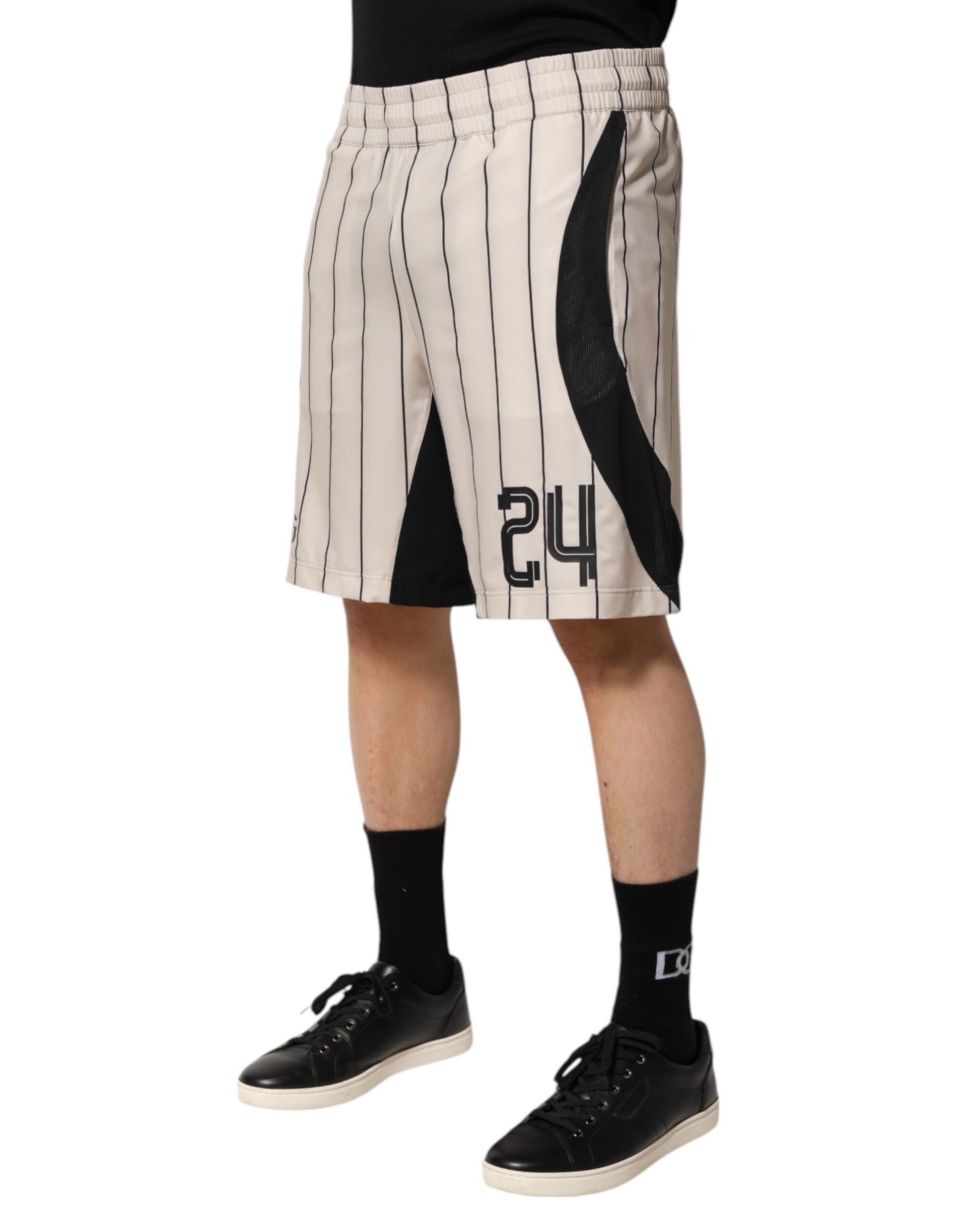 Dolce & Gabbana Off White Polyester DG Logo Sweatshorts