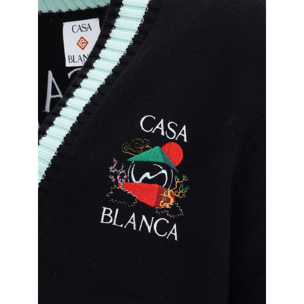 Casablanca Merino Wool Embroidered Cardigan