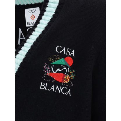 Casablanca Merino Wool Embroidered Cardigan