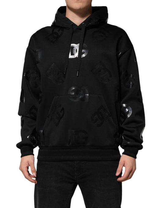 Dolce & Gabbana Black DG Logo Hoodie with Metallic Print