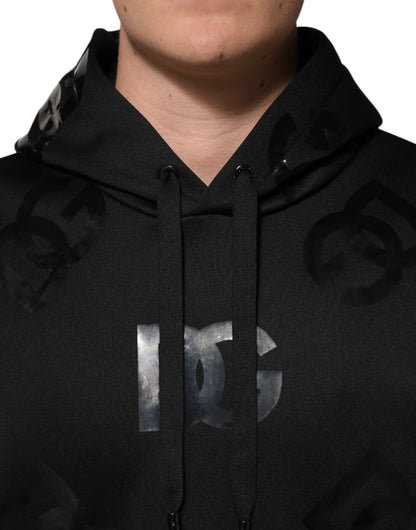 Dolce & Gabbana Black DG Logo Hoodie with Metallic Print