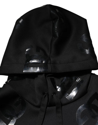 Dolce & Gabbana Black DG Logo Hoodie with Metallic Print