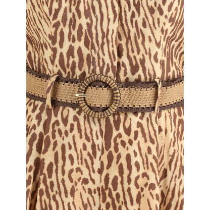 Zimmermann Leopard Print Linen Halter Playsuit with Belt