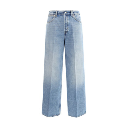 Gucci Light Blue Cotton Wide Leg Denim Jeans