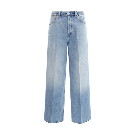 Gucci Light Blue Cotton Wide Leg Denim Jeans