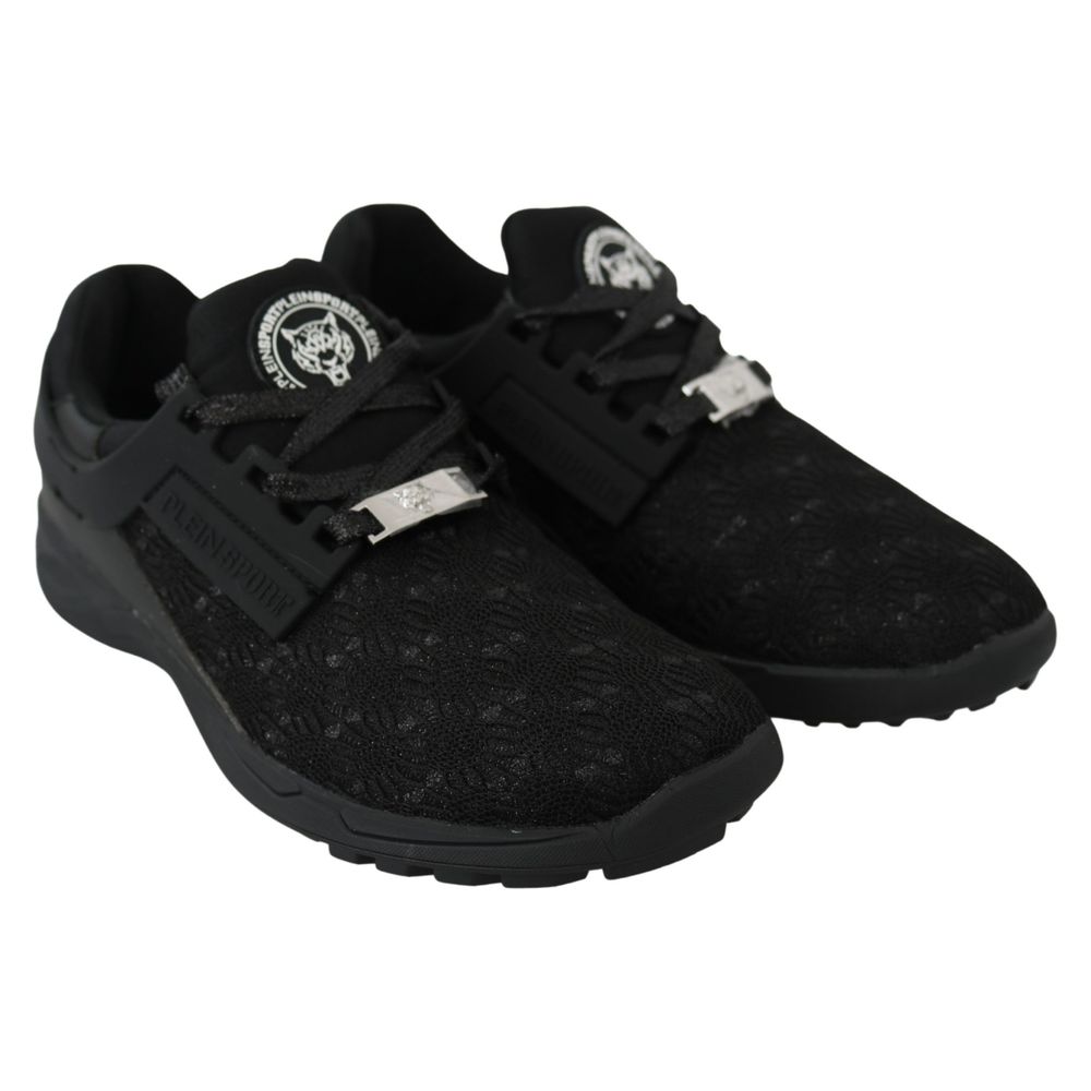 Plein Sport Black Polyester Lace-Up Sneakers