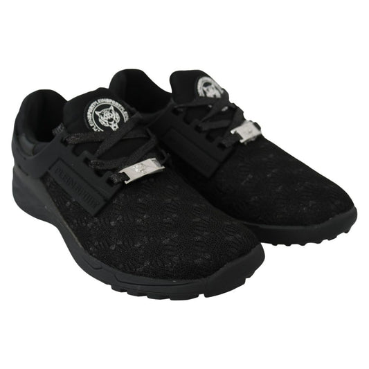 Plein Sport Black Polyester Lace-Up Sneakers