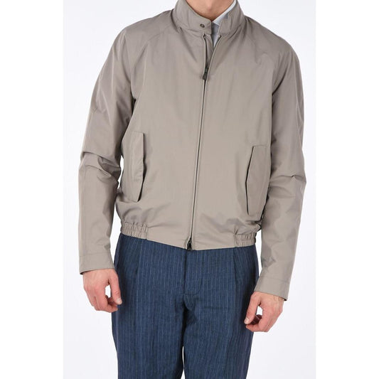 Corneliani Beige Polyester Windbreaker Jacket with Zip Closure