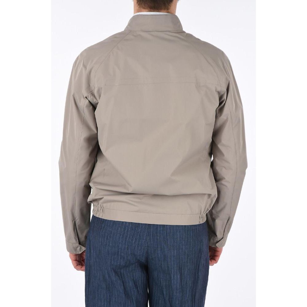 Corneliani Beige Polyester Windbreaker Jacket with Zip Closure