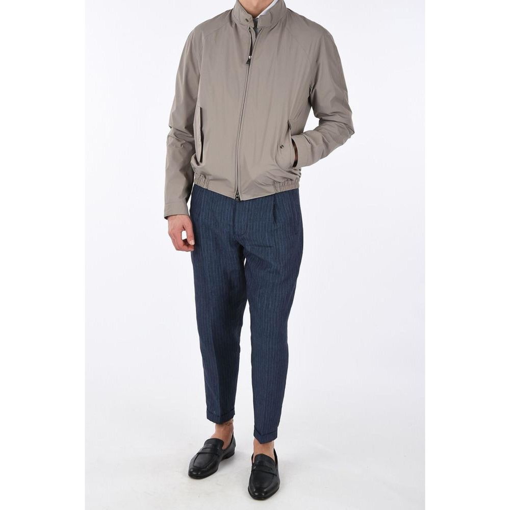 Corneliani Beige Polyester Windbreaker Jacket with Zip Closure