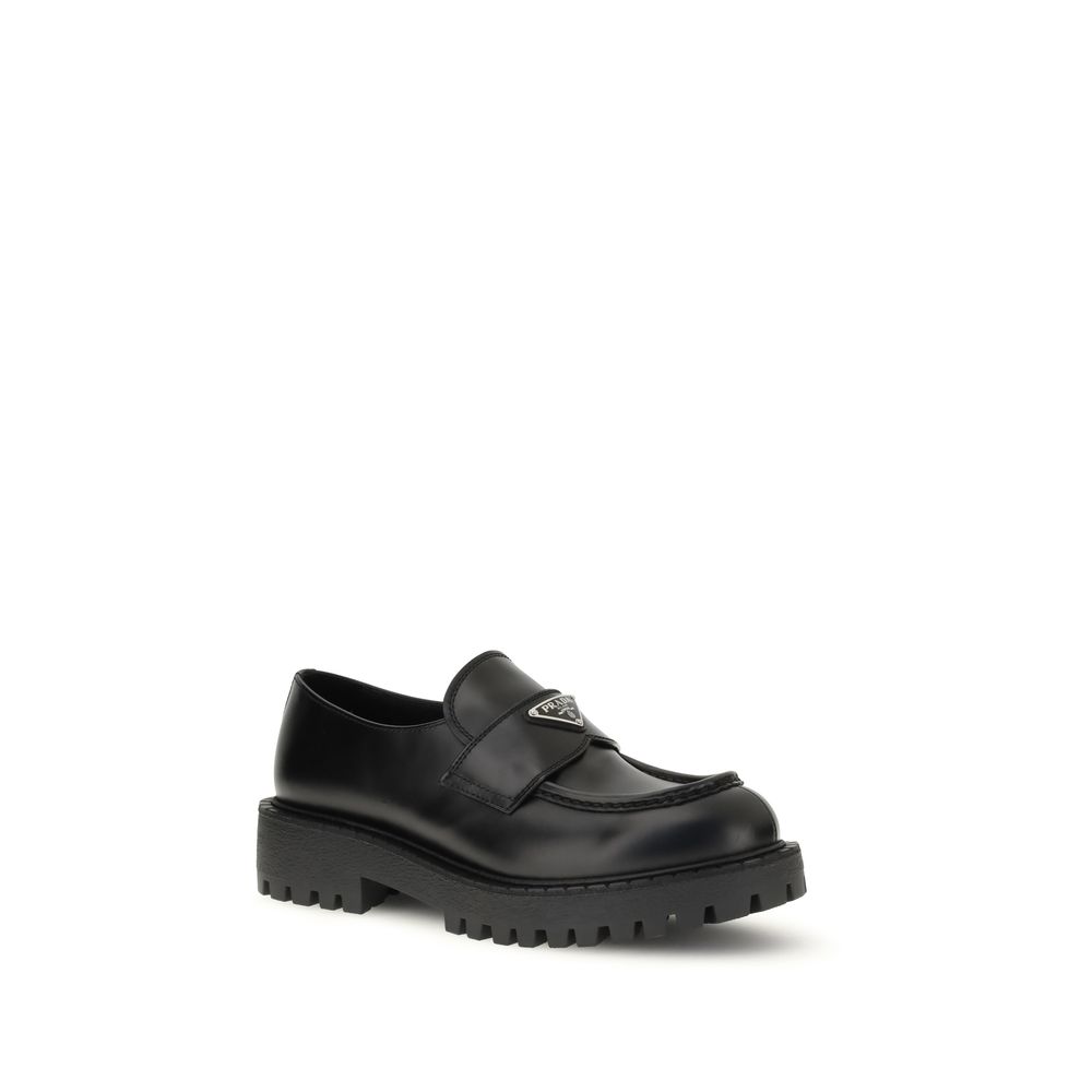 Prada Double Chocolate Loafers - Elegant Leather Footwear