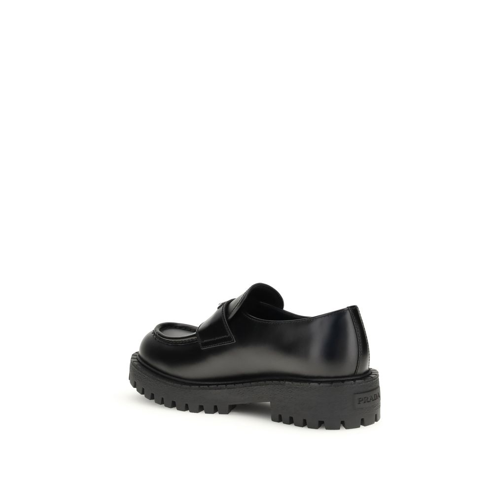 Prada Double Chocolate Loafers - Elegant Leather Footwear