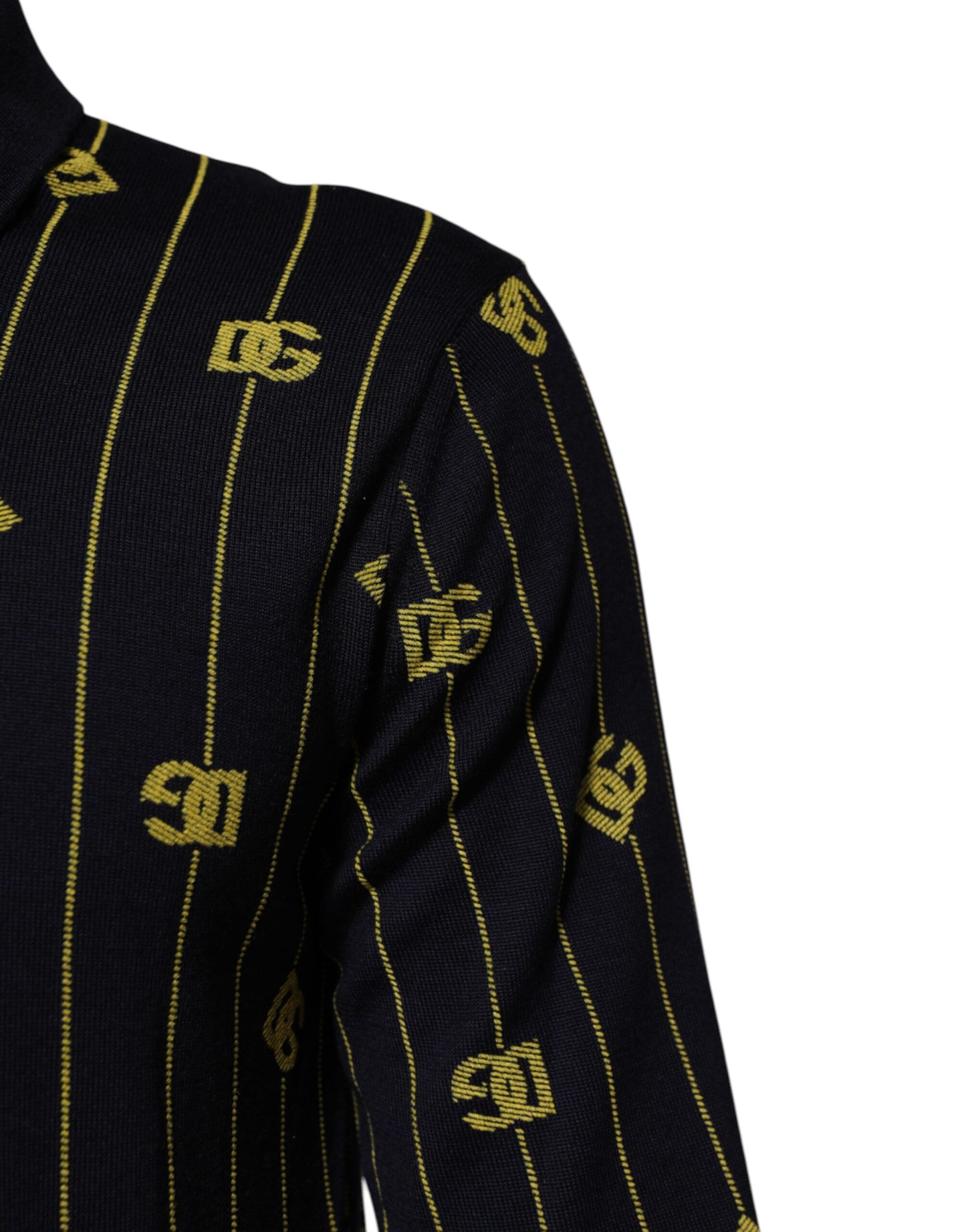 Dolce & Gabbana Black Logo Jacquard Knitted Polo Shirt