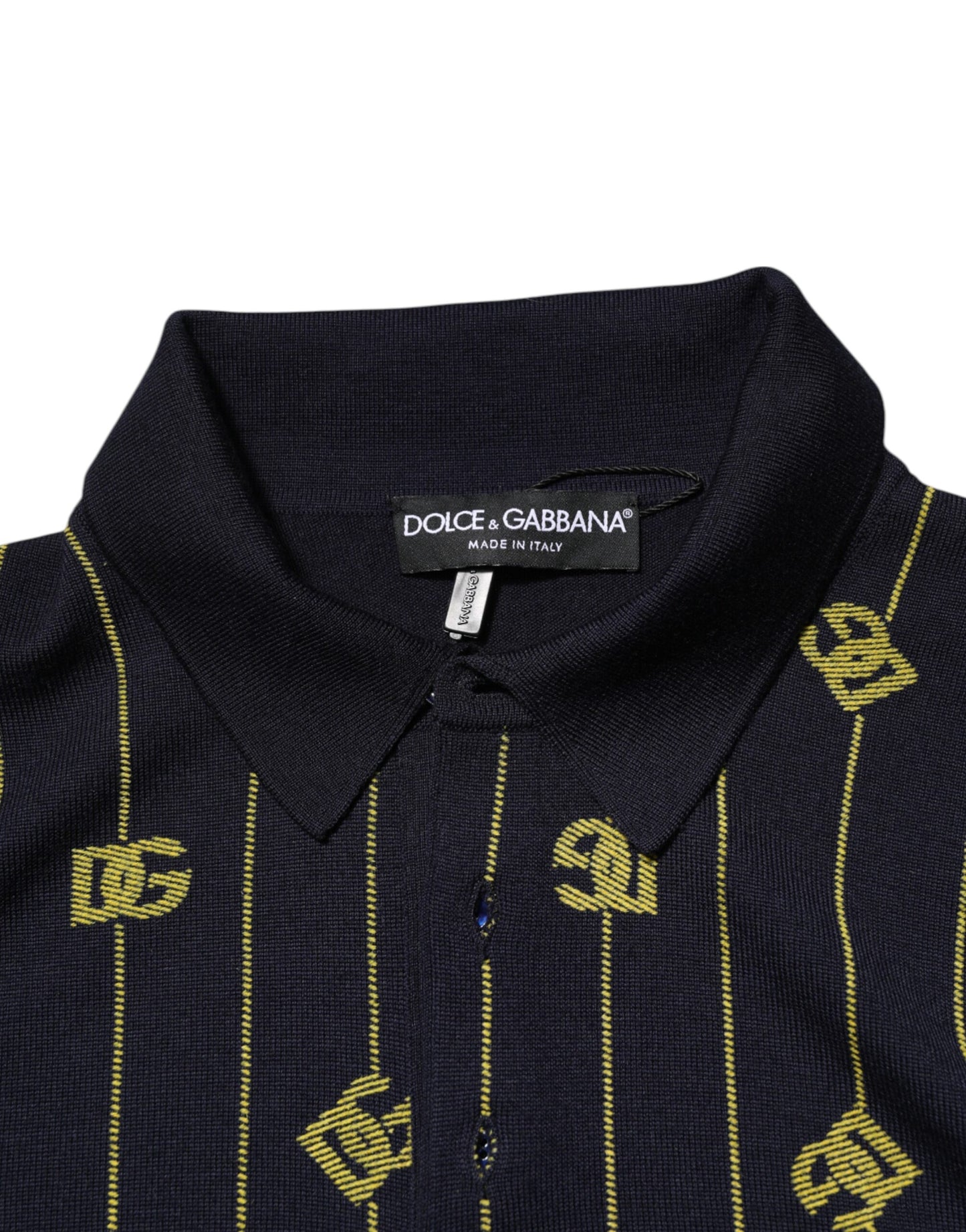 Dolce & Gabbana Black Logo Jacquard Knitted Polo Shirt