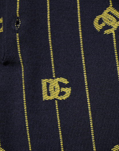 Dolce & Gabbana Black Logo Jacquard Knitted Polo Shirt