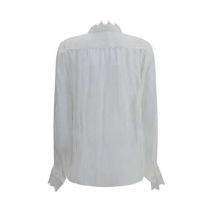 Chloé Ruffled Silk Muslin and Lace Blouse