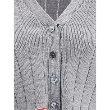 Thom Browne Ladder Full Needle Rib Stitch V Neck Cardigan
