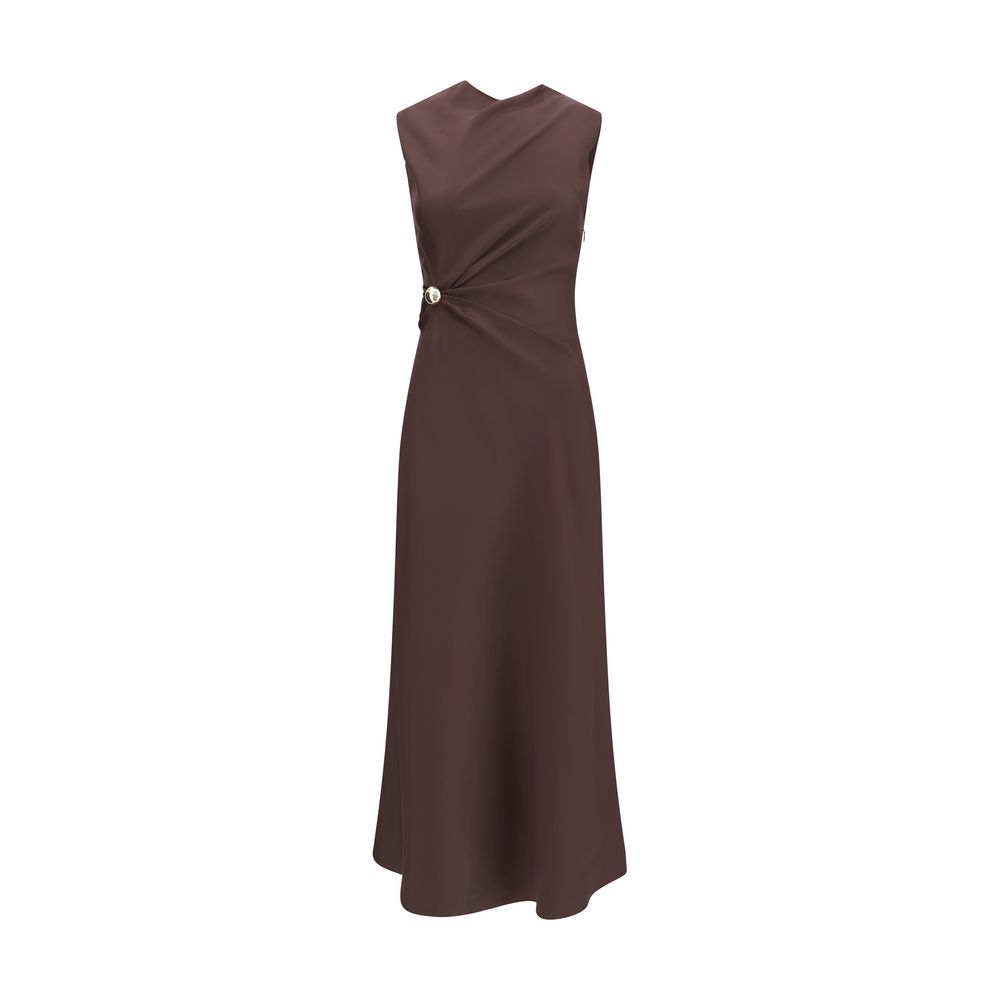 Loulou De Saison Brown Silk Midi Dress