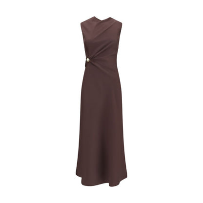 Loulou De Saison Brown Silk Midi Dress