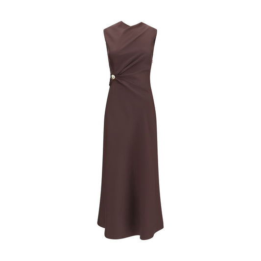 Loulou De Saison Brown Silk Midi Dress