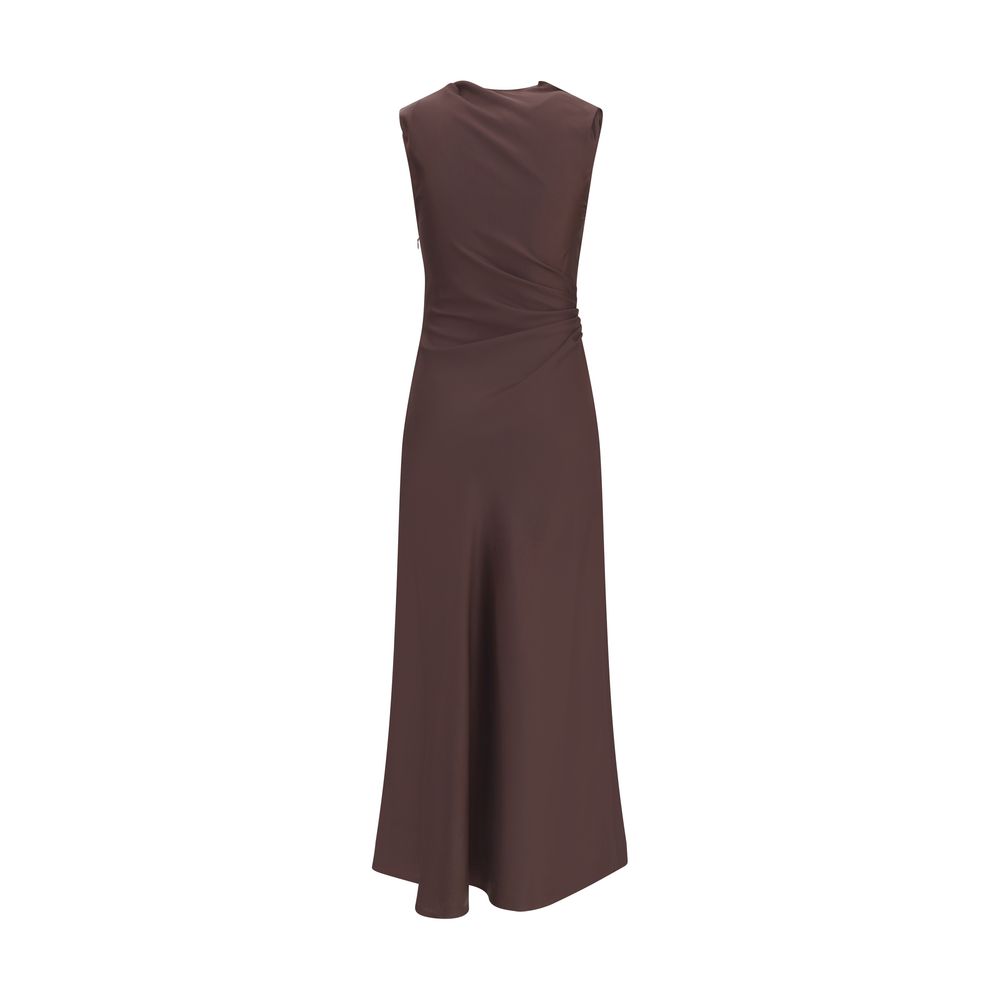 Loulou De Saison Brown Silk Midi Dress