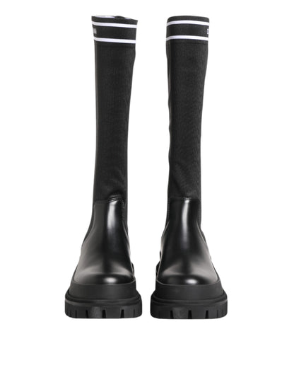 Dolce & Gabbana Black and White High-Top Sock Boots