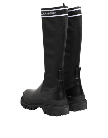 Dolce & Gabbana Black and White High-Top Sock Boots