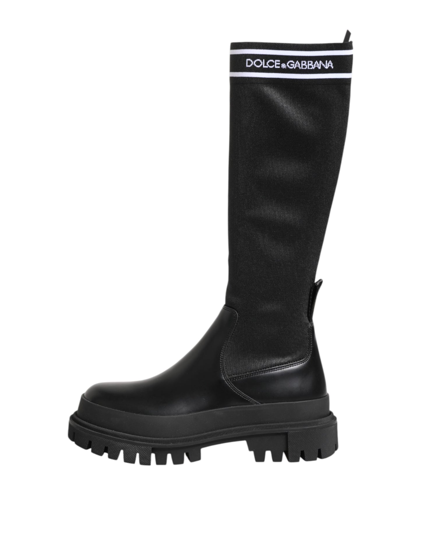 Dolce & Gabbana Black and White High-Top Sock Boots