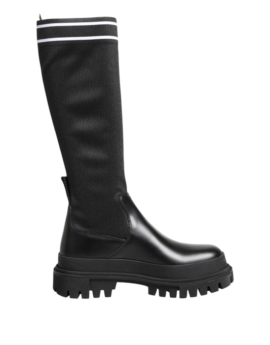 Dolce & Gabbana Black and White High-Top Sock Boots