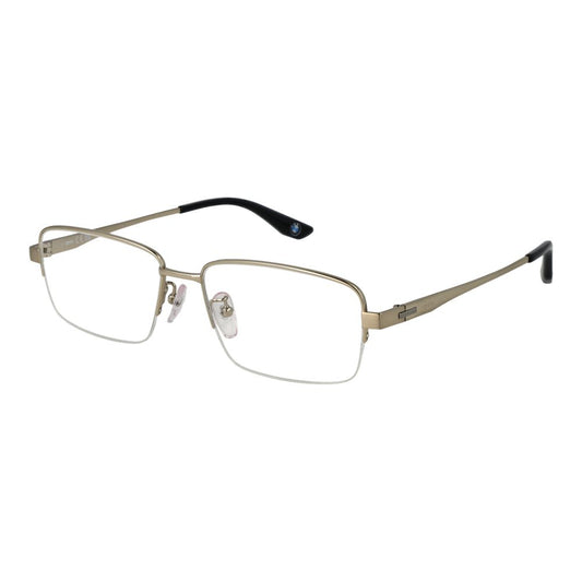 BMW Men's Optical Frames – Gold Half-Rim Rectangle Design, 57mm