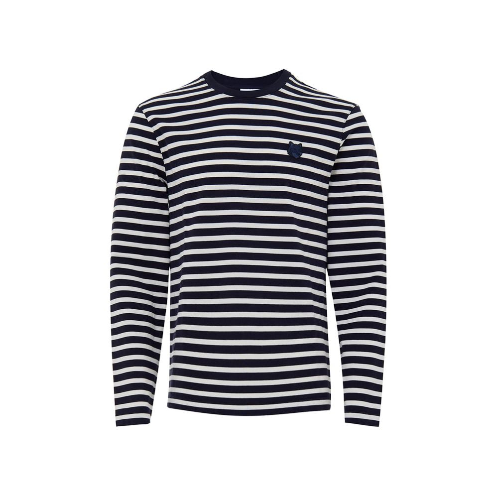 Maison Kitsuné Blue Cotton Long Sleeve Striped Sweater
