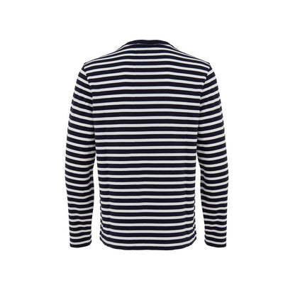 Maison Kitsuné Blue Cotton Long Sleeve Striped Sweater