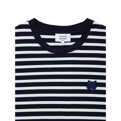 Maison Kitsuné Blue Cotton Long Sleeve Striped Sweater