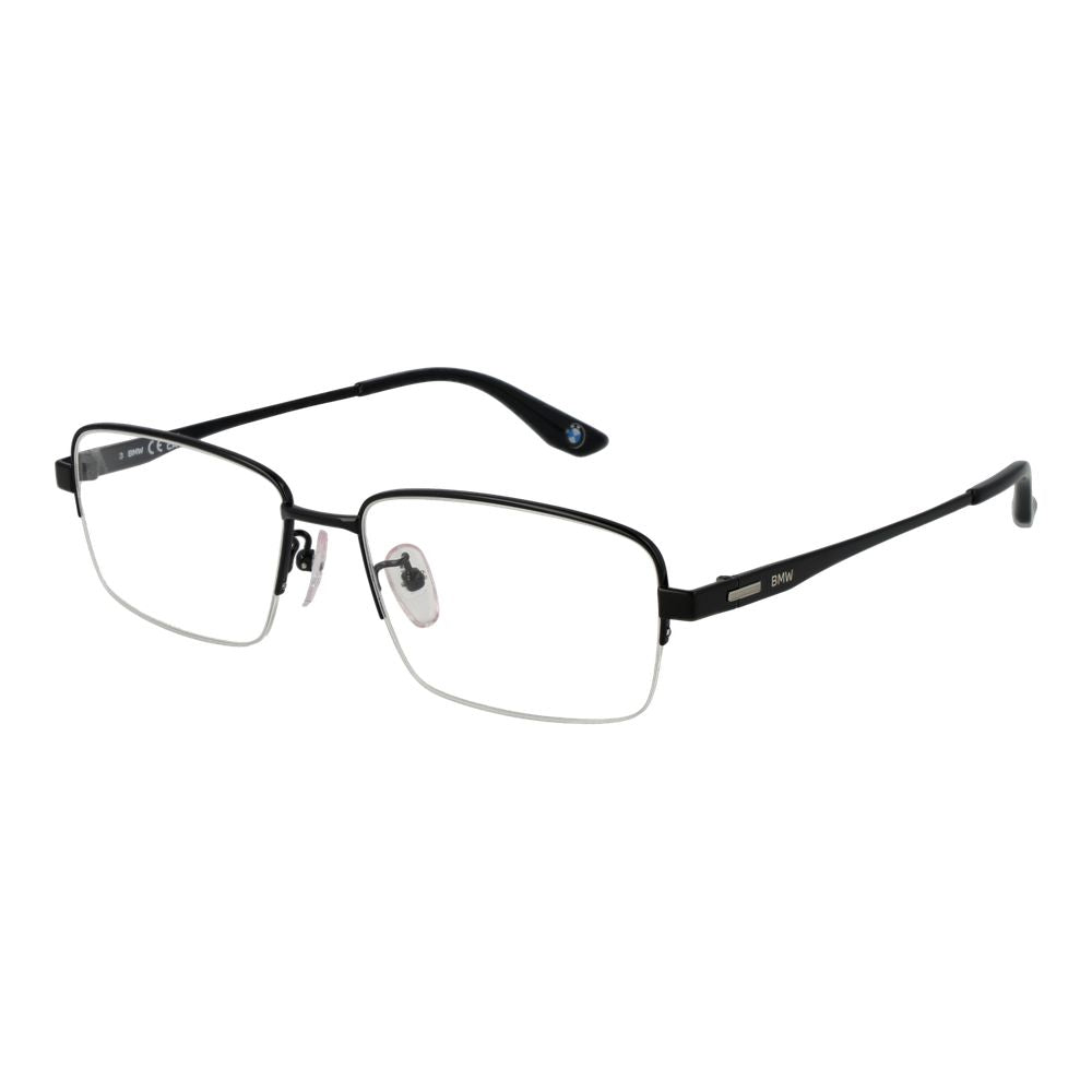 BMW Men's Optical Frames – Black Half-Rim Design, 57mm