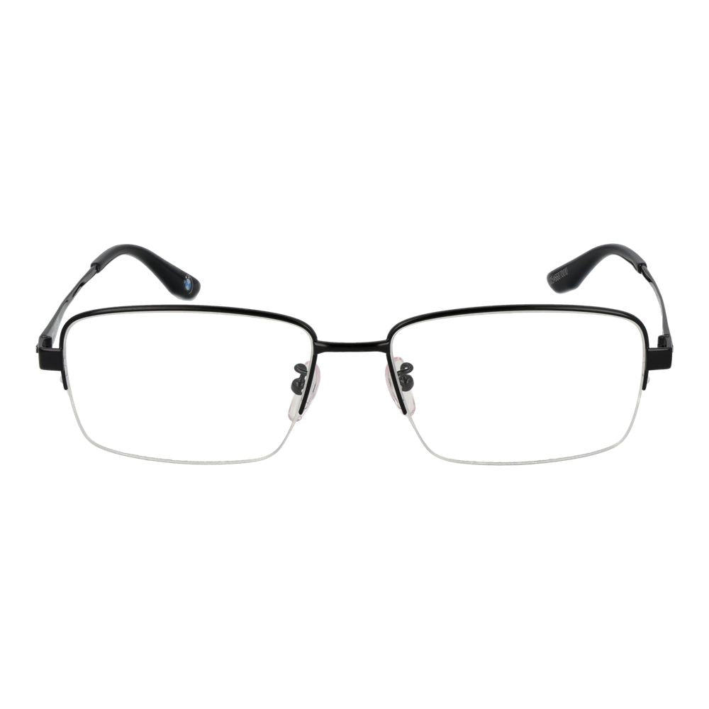 BMW Men's Optical Frames – Black Half-Rim Design, 57mm