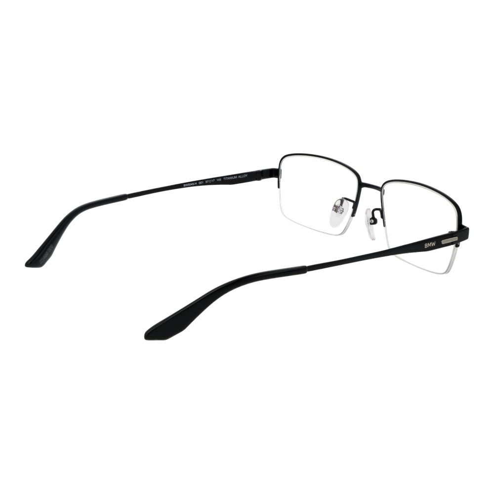 BMW Men's Optical Frames – Black Half-Rim Design, 57mm