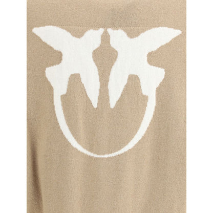 PINKO Beige Two-Birds Logo Wool Blend Sweater