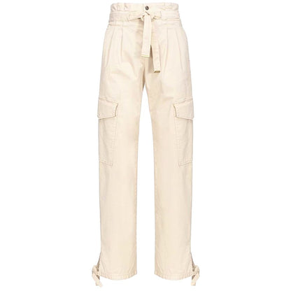 PINKO White Cotton Jeans with Ribbon Drawstring