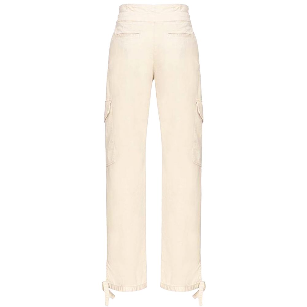 PINKO White Cotton Jeans with Ribbon Drawstring